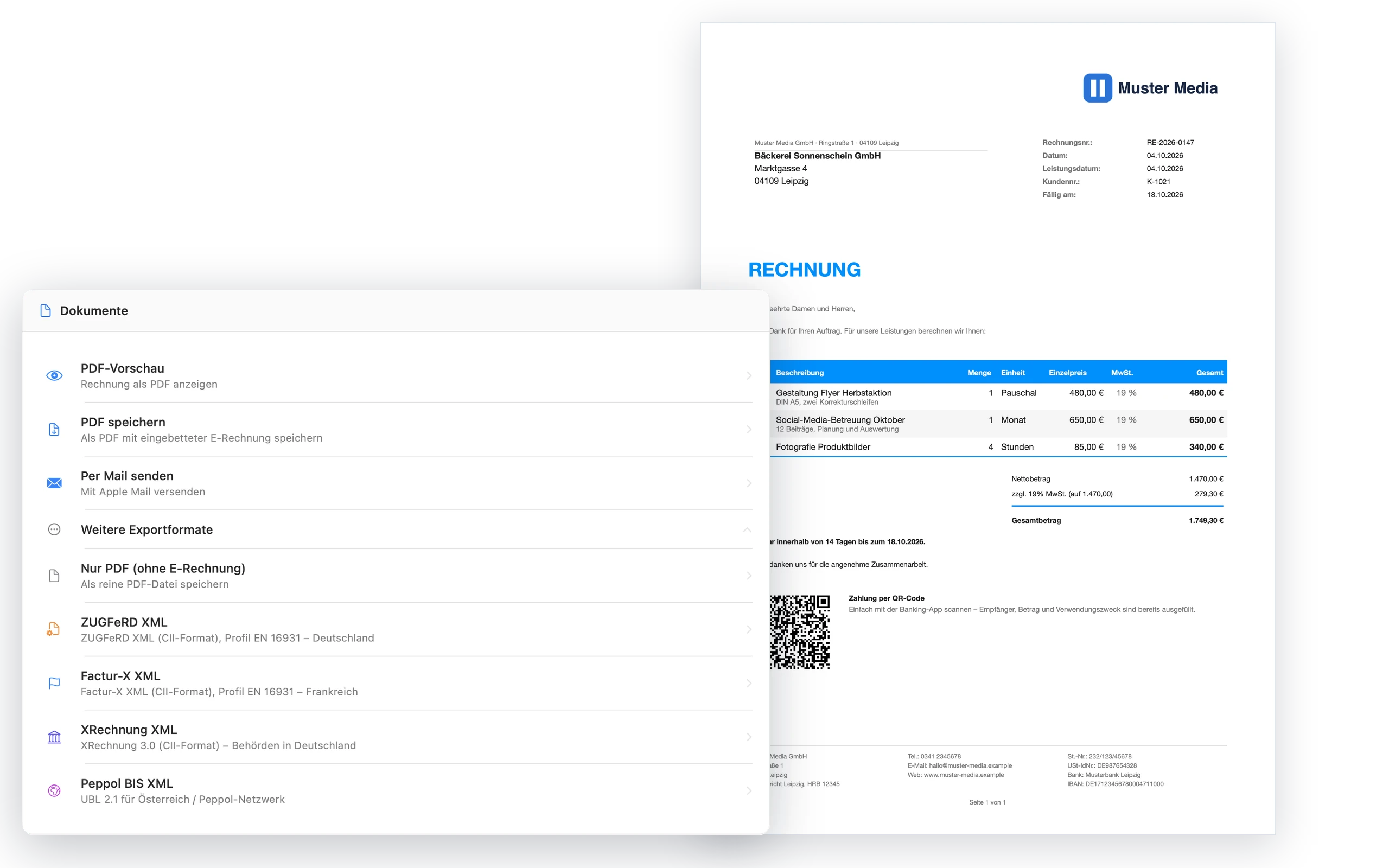 PDF & E-Rechnung Export